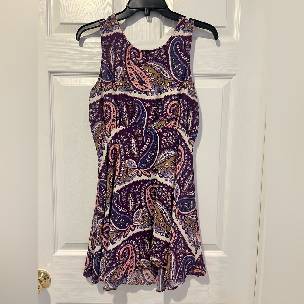 Free People Purple Paisley Print Sleeveless Mini Dress Size 8